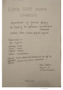 Medical Case Study: Ileofemoral Thrombosis - Kursk University