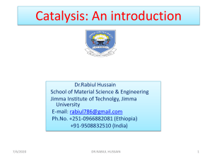Catalysis Lecture 1