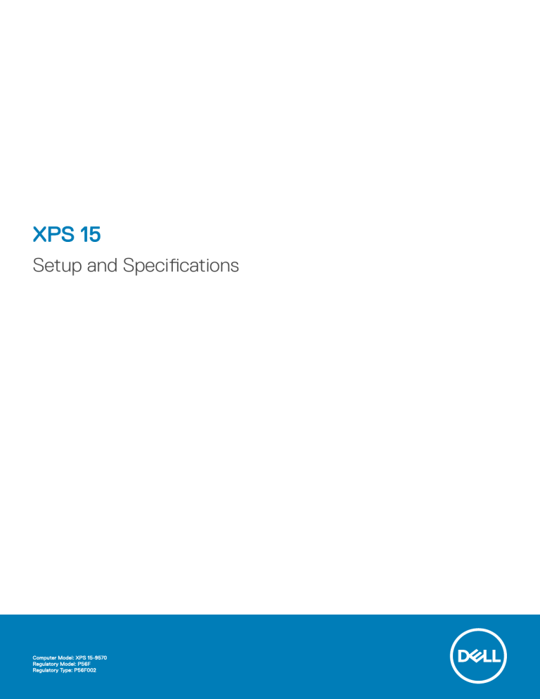 Dell XPS 15 9570 Setup and Specifications
