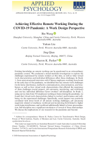Achieving Effective Remote Working During the COVID-19 Pandemic A Work Design Perspective