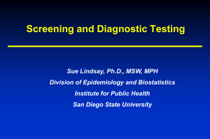 Lindsay PH 601 Class 11 Screening and Diagnostic Testing