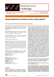 Clinical significance of lactate in acute cardiac patients