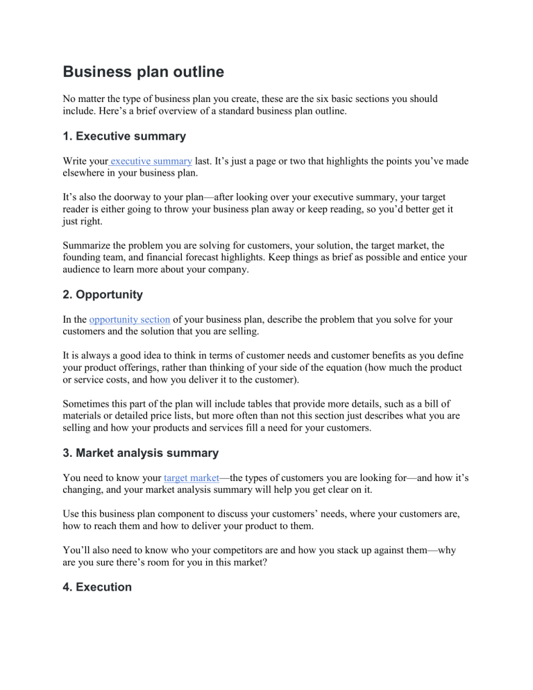 Business Plan Outline Key Sections Tips