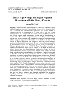 Teslas high voltage and high frequency generators