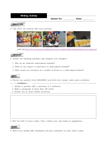 Writing Activity(Multicultural Festival worksheets)