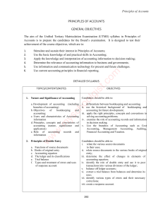 Principles of Accounts UTME Syllabus