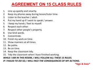 AGREEMENT ON 15 CLASS RULES