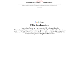 Google - UX Writing Exercise