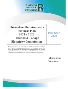 T&TEC Business Plan Information Requirements 2021-2026