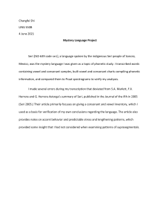 Intro to Phonetics Seri Mystery Language Analysis