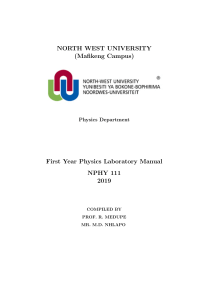 First Year Physics Lab Manual: NPHY 111, North West University