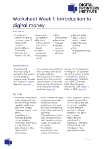 Week 1 Introduction to digital money
