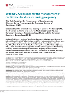 Pregnancy CVD 2018 Guidelines CVD during Pregnancy - ESC 2018