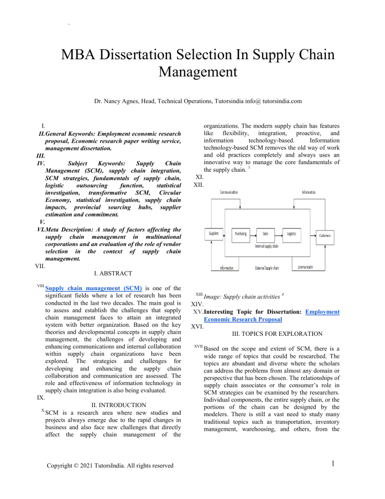 msc dissertation supply chain management