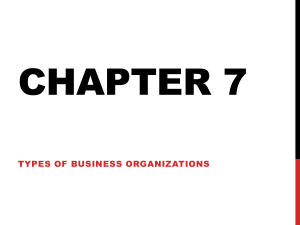 Chapter 7: Types of Business Organizations