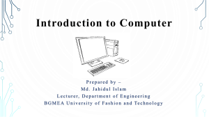 Lecture 01 - Introduction to Computer