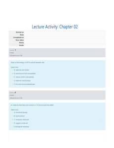 Bio131 - Moodle Quiz - Lecture Activity - Chapter 2
