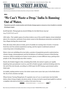 ‘We Can’t Waste a Drop.’ India Is Running Out of Water. - WSJ