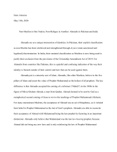 Ahmadi Essay