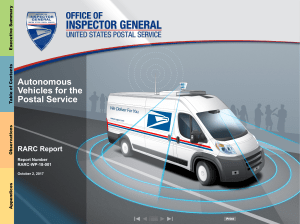 Autonomous Vehicles for the Postal Service