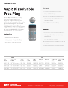 VapR Dissolvable Frac Plug Spec Sheet