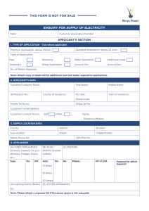 ENQUIRY FOR SUPPLY OF ELECTRICITY FORM