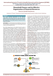 Household Finance and its Effective Organization of Financial Resources