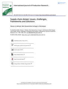 Supply chain design issues challenges frameworks and solutions (1)