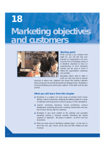 Marketing objectives and customers