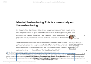 Marriot Restructuring This is a case study on the restructuring