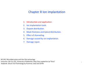 Chapter 8 Ion Implantation I