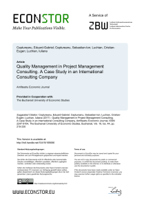 Quality Management in Project Management Consulting. A Case Study in an International Consulting Company