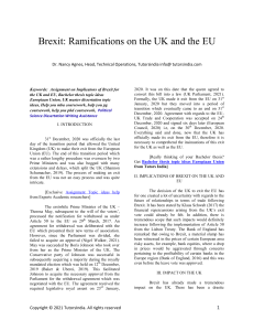 IMPLICATIONS OF BREXIT FOR THE UK AND THE EU