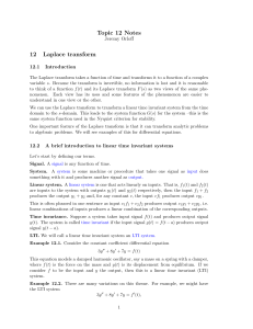 Laplace Transforms Lecture Notes