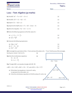 S2MA L201- Algebra Test