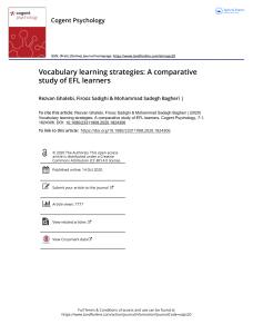 Vocabulary learning strategies A comparative study of EFL learners