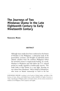 The Journeys of Two Mindanao Ulama in the Late Eighteen Century to Early Nineteenth Centry, by Kawasima Midori, 2017