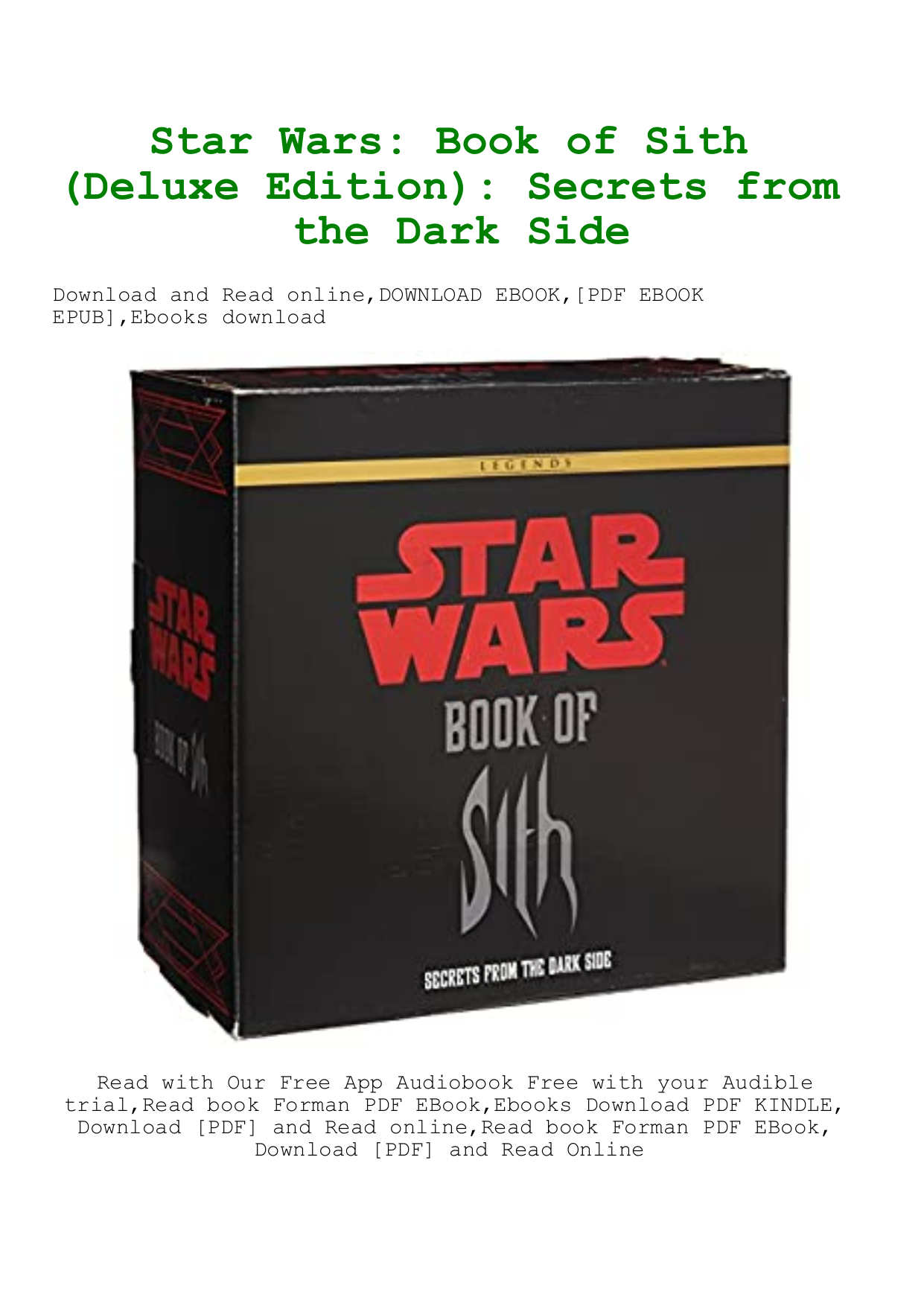 Read Ebook Star Wars Book Of Sith Deluxe Edition Secrets From The Dark Side Pdf Kindle Epub Mobi