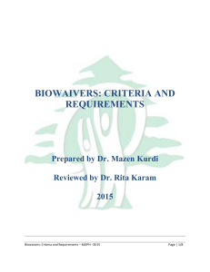 BiowaiversCriteriaAndRequirementsMOH2015
