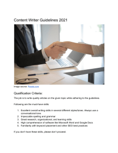 Content Writer Guidelines 2021