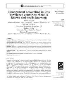 Management accounting in less developed countries  what is known and needs knowing(1)