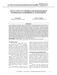 Application of cyborgs and enhancement technology in biomedical engineering