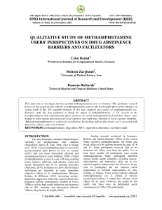 Qualitative study of methamphetamine users perspectives on drug subsistence barriers and facilitators
