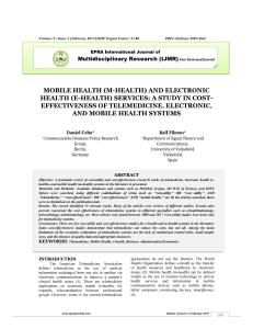 Mobile Health (m-health) and Electronic Health (e-health) Services: A Study in Cost-Effectiveness of Telemedicine, Electronic, and Mobile Health Systems