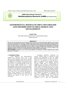 Experimental models of drug metabolism and distribution in drug design and development