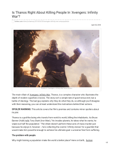 Is Thanos Right About Killing People In Avengers Infinity War
