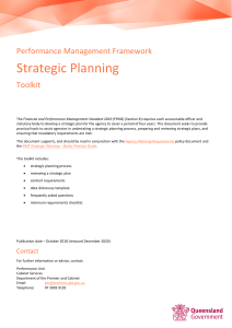 Strategic Planning Toolkit: Agency Performance Management