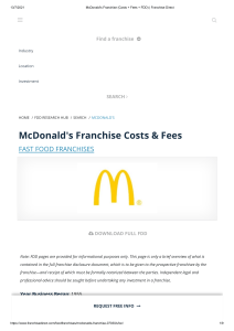 McDonald's Franchise (Costs + Fees + FDD)   Franchise Direct