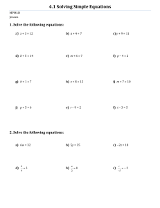 4.1 solve simple equations worksheet