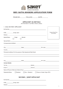BOOKING APPLICATION FORM